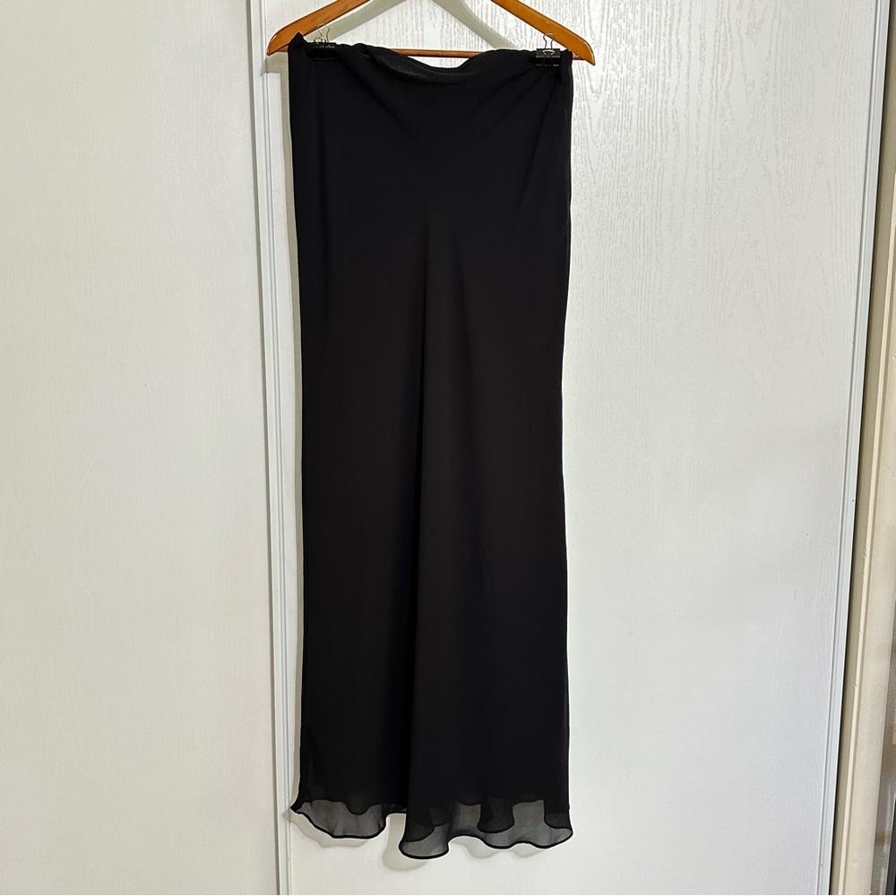 Vintage Y2K Black A-Line Mermaid High Waisted Maxi Lined Skirt Size XL